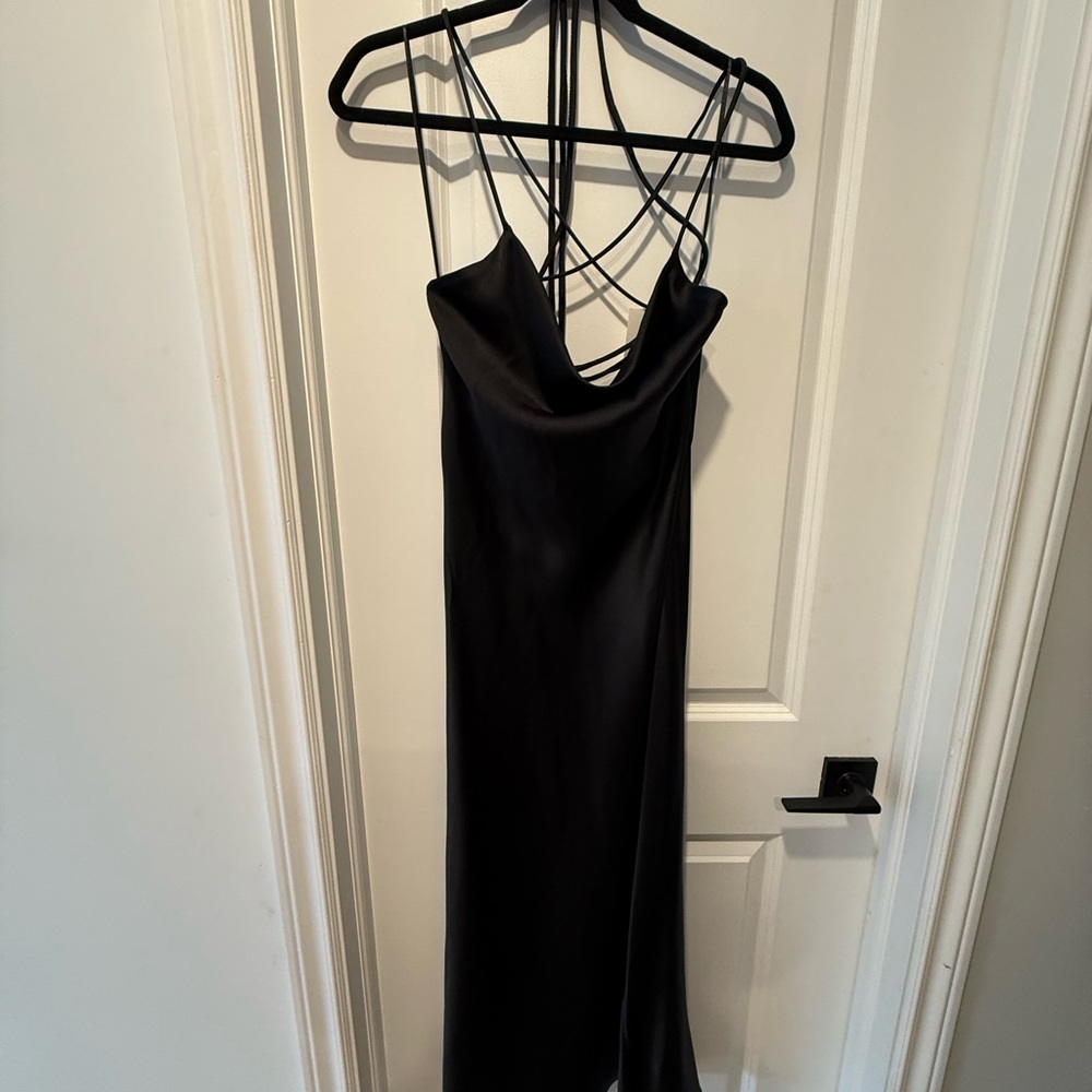 Zara Black Strappy Midi Slip Dress